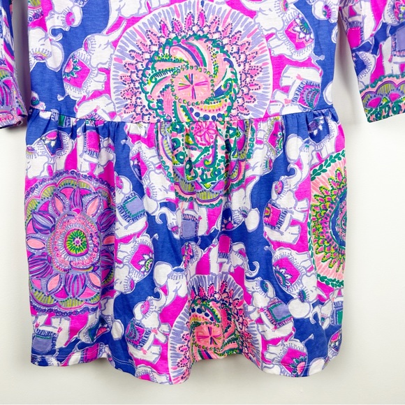 Lilly Pulitzer Girls Elephant Pattern 3/4 Length Sleeve Dress - Picture 6 of 8